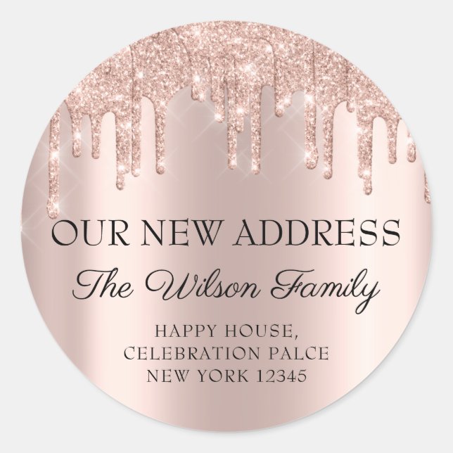 We Have Moved RSVP Change Of Address Drips Classic Round Sticker (Front)