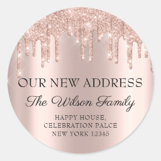 We Have Moved RSVP Change Of Address Drips Classic Round Sticker