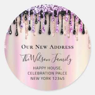 We Have Moved RSVP Change Of New Address Pink Rose Classic Round Sticker