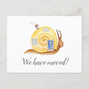 We have moved snail house moving home announcement postcard