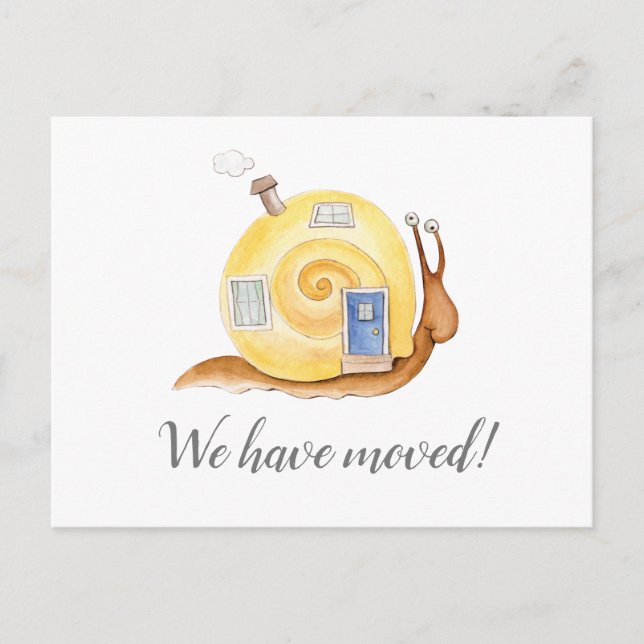 We have moved snail house moving home announcement postcard (Front)