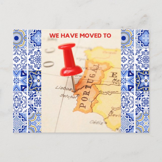 We have moved to Portugal postcard (Front)