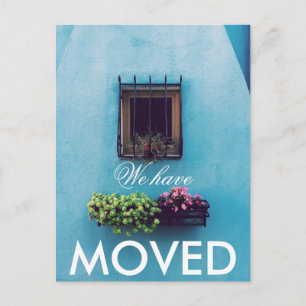 We have Moved Vibrant Aqua Wall Announcement Postcard
