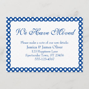 We Have Moved w/ Blue and White Polka Dots Enclosure Card