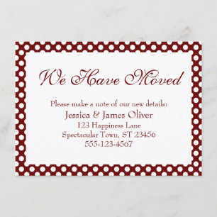 We Have Moved w/ Burgundy and White Polka Dots Enclosure Card