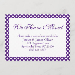 We Have Moved w/ Purple and White Polka Dots Enclosure Card