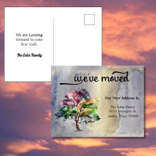 We Have Moved Water Colour Art Announcement Postcard