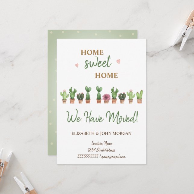 We Have Moved,Watercolor  Cactus (Front/Back In Situ)