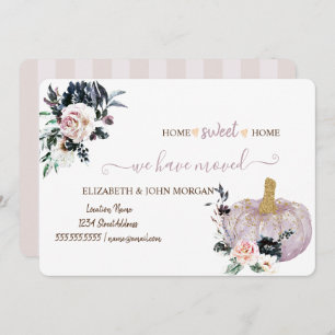 We Have Moved,Watercolor Glitter Pumpkin,Flowers