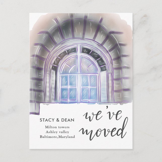 We Have Moved | Watercolor Window | New Address Announcement Postcard (Front)