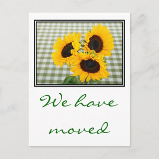 We have moved with sunflowers New address Announcement Postcard