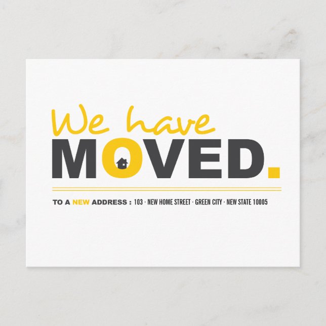 We Have Moved Yellow Moving Announcement Postcard (Front)