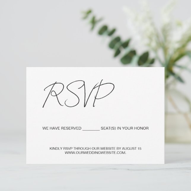 We have reserved seats for you budget Custom RSVP Card (Standing Front)