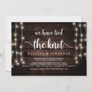 We have tied the knot, Rustic, Wedding Elopement Invitation