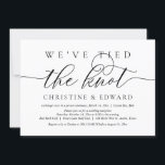 We Have Tied The Knot, Wedding Elopement Invitatio Invitation<br><div class="desc">Modern romantic minimalist Simple Calligraphy Script,  Wedding Elopement party invitation card (We Have Tied The Knot, ). It is perfect for your wedding elopement announcement and party celebration,  after your best day. Add your details in matching black font / lettering.

#TeeshaDerrick</div>