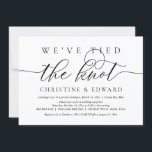 We Have Tied The Knot, Wedding Elopement Invitatio Invitation<br><div class="desc">Modern romantic minimalist Simple Calligraphy Script,  Wedding Elopement party invitation card (We Have Tied The Knot, ). It is perfect for your wedding elopement announcement and party celebration,  after your best day. Add your details in matching black font / lettering.

#TeeshaDerrick</div>