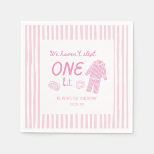 We haven't Slept One Bit Girl 1st Birthday Napkin
