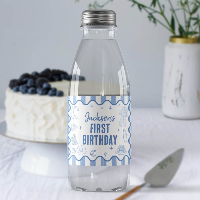 We Haven't Slept One Bit Pyjamas Birthday Water Bottle Label (Creator Uploaded)