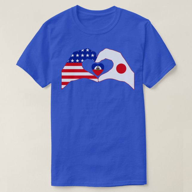 We Heart USA Japan Haiti Multinational Patriot Fla T-Shirt (Design Front)