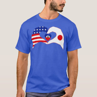 We Heart USA Japan Haiti Multinational Patriot Fla T-Shirt