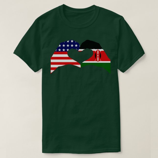 We Heart USA Kenya Multinational Patriot Flag Seri T-Shirt (Design Front)