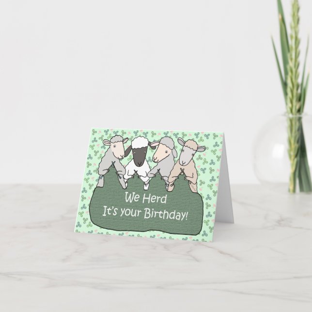 We herd its your birthday knitting sheep funny card (Front)