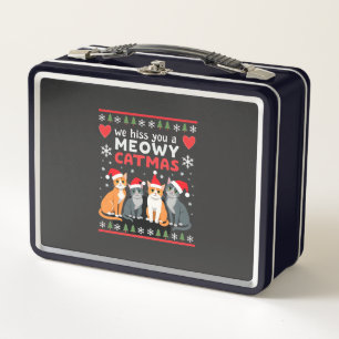 We Hiss You A Meowy Catmas Funny Cat Christmas Ugl Metal Lunch Box