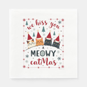 We Hiss You A Meowy Catmas Funny Cat Christmas Ugl Napkin