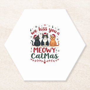 We Hiss You A Meowy Catmas Funny Cat Christmas Ugl Paper Coaster