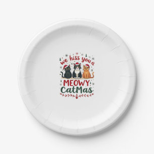 We Hiss You A Meowy Catmas Funny Cat Christmas Ugl Paper Plate