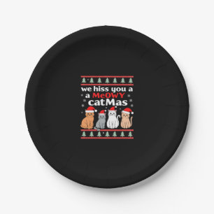 We Hiss You A Meowy Catmas Funny Cat Christmas Ugl Paper Plate