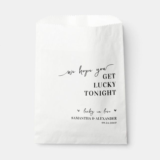 We Hope You Get Lucky Tonight Cute Wedding Lottery Favour Bags (Front)