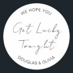 We Hope You Get Lucky Tonight Wedding Lottery  Classic Round Sticker<br><div class="desc">We Hope You Get Lucky Tonight Wedding Lottery Classic Round Sticker</div>