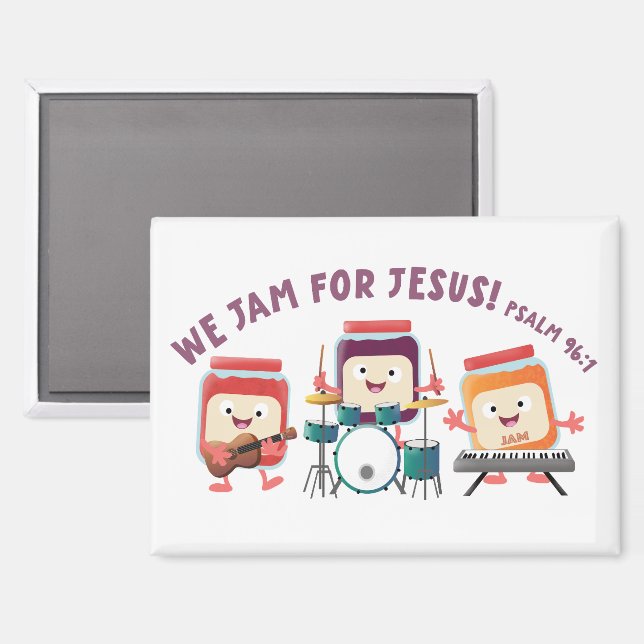 We Jam for Jesus cute bible verse cartoon Magnet (Front/Back)