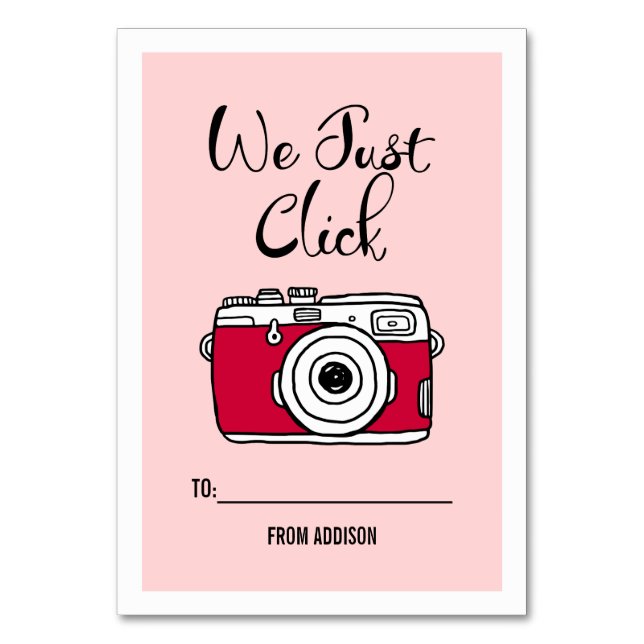 We Just Click Camera Kids Classroom Valentine Card (Front)