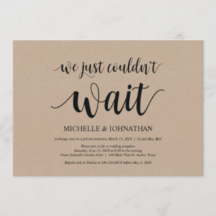 We just could not wait, Wedding Elopement Invites