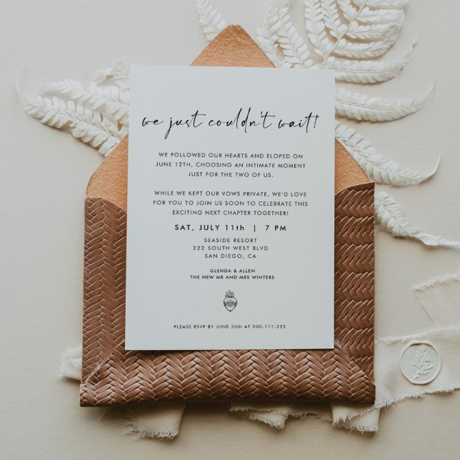 We Just Couldn't Wait Elopement Invitation (Creator Uploaded)