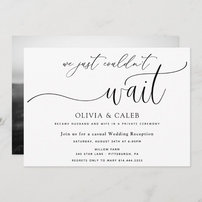We Just Couldn't Wait Wedding Reception invitation (Front/Back)