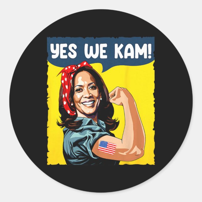 We Kam Rosie The Riveter For President Kamala Harr Classic Round Sticker (Front)