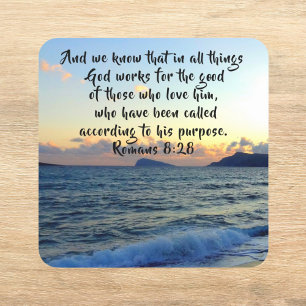  We Know That In All Things Romans 8:28 Christian Square Sticker