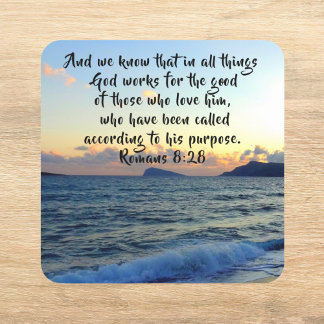  We Know That In All Things Romans 8:28 Christian Square Sticker