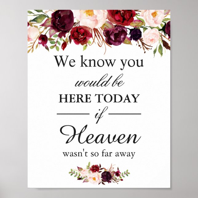 We Know You Would Be Here Burgundy Red Floral Poster (Front)