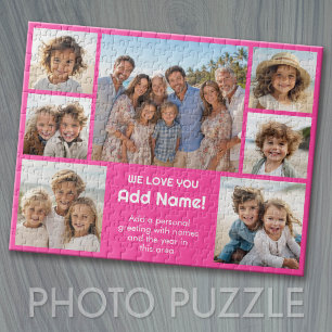 We Love Add Name - Photo Collage with 7 Photos Jigsaw Puzzle