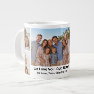 We Love Add Name - Photo Collage with 7 Photos Large Coffee Mug