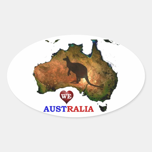 WE LOVE AUSTRALIA. OVAL STICKER (Front)