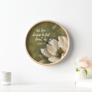 WE LOVE BECAUSE HE FIRST LOVED US Wedding Gift Clock