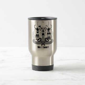 「We love beer!」モノクロ("We love beer!" monochrome) Travel Mug