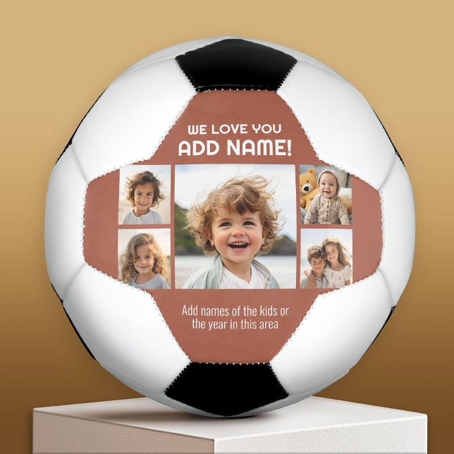 We Love Dad or Grandpa - 5 Photo Collage Soccer Ball (Custom Soccer Ball)