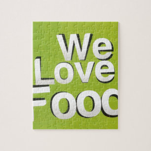 We Love Food: Hate Waste Green & White Aesthetic Jigsaw Puzzle