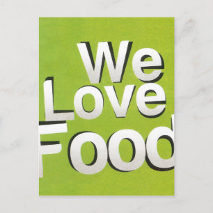 We Love Food: Hate Waste Green & White Aesthetic Postcard